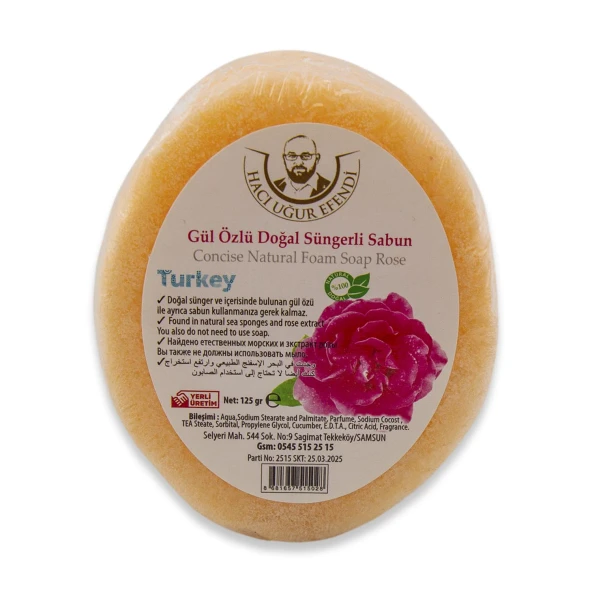 Gül Özlü Doğal Süngerli Sabun ürün görseli 1