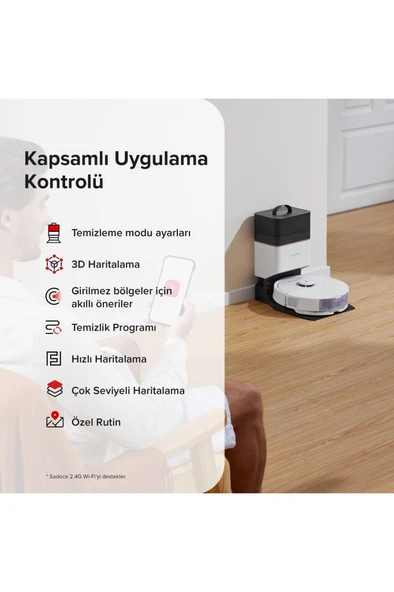 Vacuum Cleanner Q8 Max Plus Robot Süpürge Beyaz - Resim 8