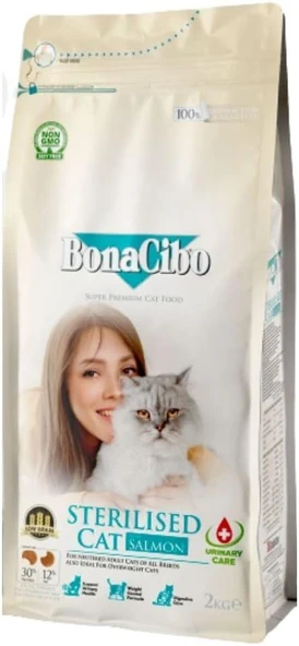 BonaCibo Adult Cat Light Sterilised Somonlu Kısır Kedi Maması 2 kg ürün görseli 1