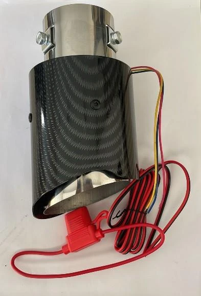 Powermaster PM-20518 Karbon Fiber Görünümlü Işıklı Egzoz Başlığı Modifiye Ucu (Sabit Mavi/Kırmızı LED) ürün görseli 1