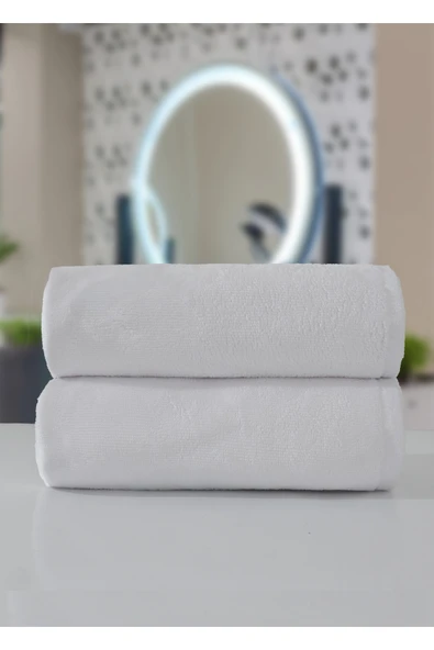 Dotamess Güzellik Merkezleri ve Kuaförle Özel Süper Yumuşak 2 Adet Beyaz 50x100 cm Premium Pamuk Kadife Havlu ürün görseli 1