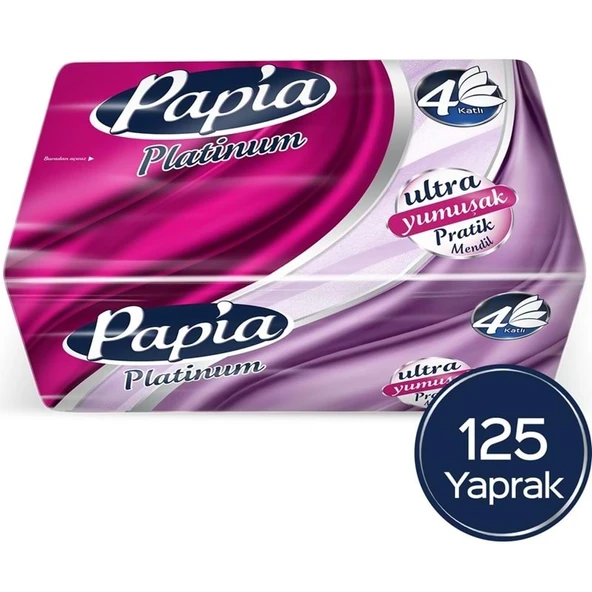 Papia Platinum Pratik Mendil 125 Yaprak (4 Katlı) Tekli Pk ürün görseli 1