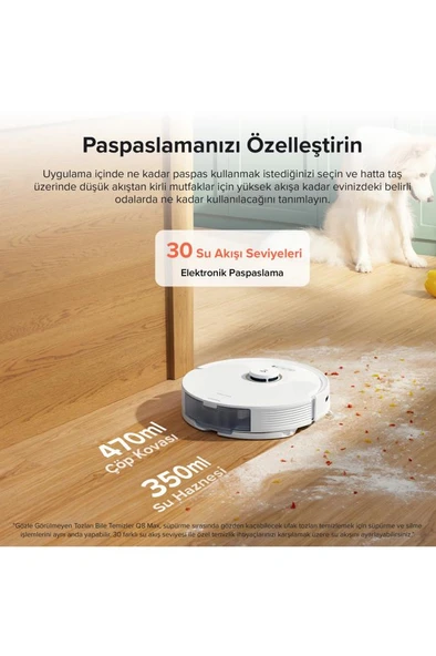 Vacuum Cleanner Q8 Max Plus Robot Süpürge Beyaz - Resim 4