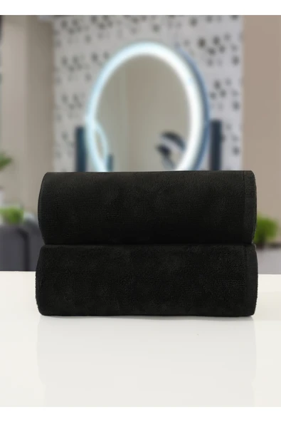 Dotamess Güzellik Merkezleri ve Kuaförle Özel Süper Yumuşak 2 Adet Siyah 50x100 cm Premium Pamuk Kadife Havlu ürün görseli 1