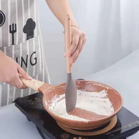 Silikon Sıyırma Spatulası Ahşap Sap (ASH-13) ürün görseli 1