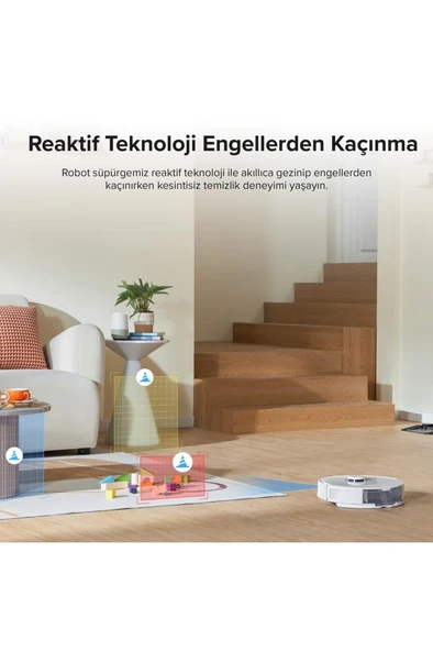 Vacuum Cleanner Q8 Max Plus Robot Süpürge Beyaz - Resim 2