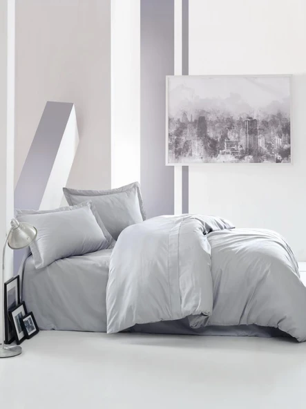 Çift Kişilik Saten Nev Takımı Elegant Gri ürün görseli 1