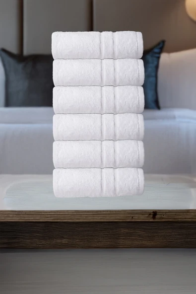 Dotamess Beyaz Otel, El, Yüz, Baş Havlusu 50x100 Cm 6'lı Set Pamuklu ürün görseli 1