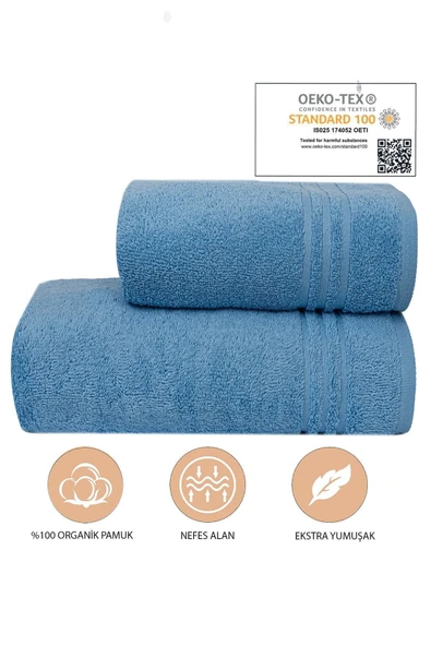 Dotamess %100 Organik Pamuk Milano Premium 2'li Banyo Havlu Seti: 1adet Banyo Havlusu Ve 1adet El,yüz Havlusu ürün görseli 1