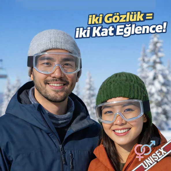 2 Adet Kayak Gözlüğü Şeffaf Ventilli Güneş Kar Koruyucu Gözlük UV Korumalı Snowboard Glasses Gözlük ürün görseli 1