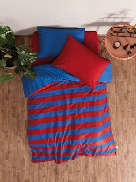 Cozy Home Popping Colors Tek Kişilik Lastikli Çarşaflı Nevresim Takımı Blaze Kırmızı ürün görseli 1