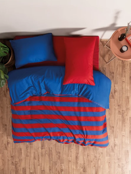 Cozy Home Popping Colors Çift Kişilik Lastikli Çarşaflı Nevresim Takımı Blaze Kırmızı 180x200 ürün görseli 1