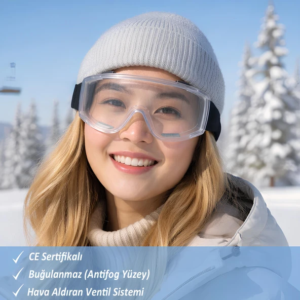 Kayak Gözlüğü Şeffaf Ventilli Güneş Kar Koruyucu Gözlük UV Korumalı Snowboard Glasses Gözlük ürün görseli 1