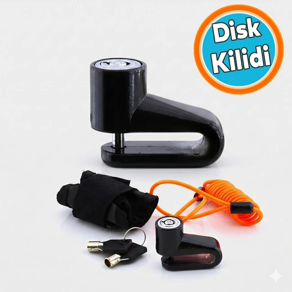 Motosiklet Bisiklet Disk Kilidi Disk Kilit Hatırlatma Halatlı Taşıma Çantalı Hırsız Önleme Güvenlik ürün görseli 1