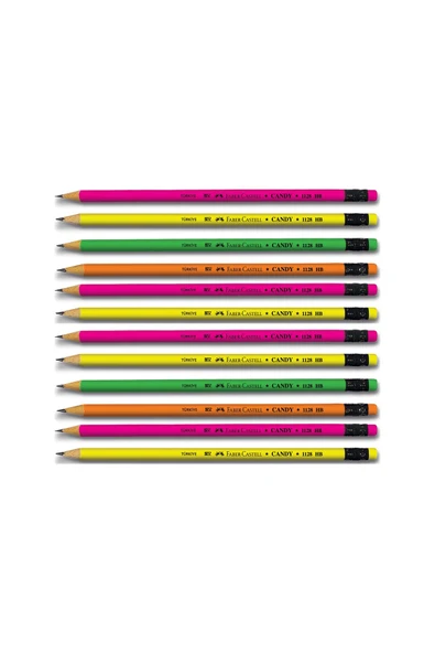 Faber Castell Faber Candy Silgili Yuvarlak Kurşun Kalem 12 Li Paket (5244112800) ürün görseli 1