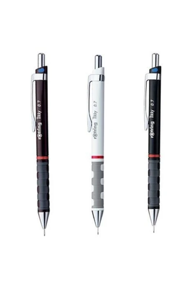 Rotring Tikky Versatil Kalem 0.7 Beyaz Bordo Siyah 3 Adet Kalem ürün görseli 1