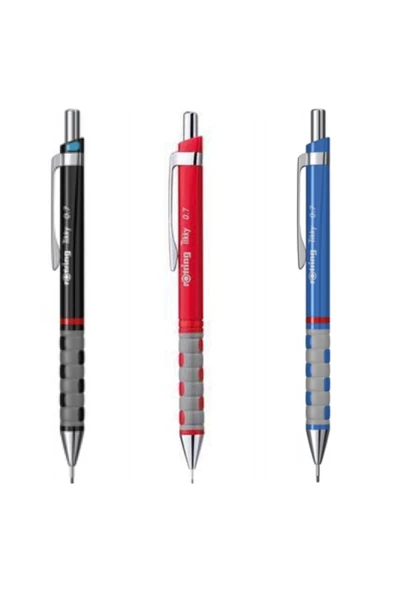 Rotring Tikky Versatil Kalem 0.7 Siyah Kırmızı Mavi ürün görseli 1