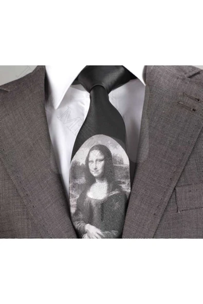 Erkek Siyah Mona Lisa Kravat ürün görseli 1