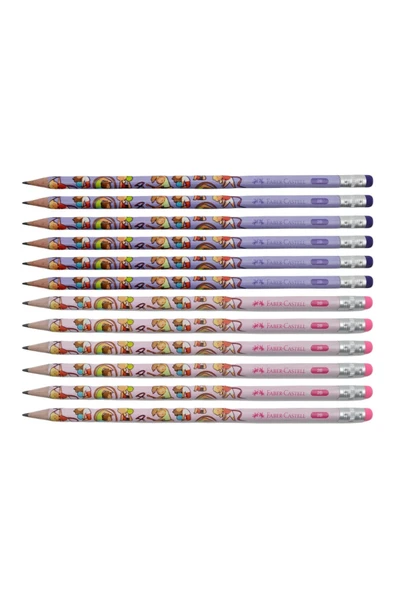Faber Castell 2b Jimnastik Silgili Kurşun Kalem 12 Li - ( Mor-pembe) ürün görseli 1