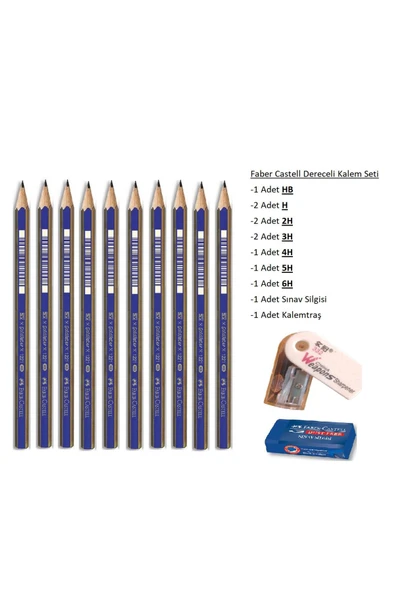 Faber Castell Resim Kalemi Faber Dereceli Kalem Seti Karakalem Seti Hb H 2h 3h 4h 5h 6h 10'lu Set ürün görseli 1