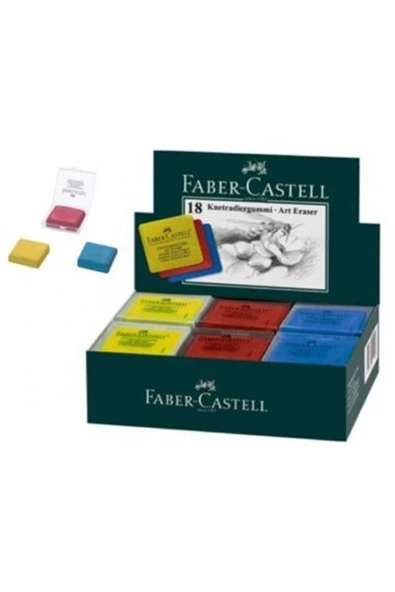 Faber Castell Hamur Silgi Kutulu Renkli 18'li Paket ürün görseli 1