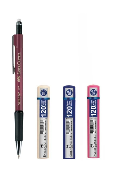 Faber Castell L 1347 Versatil Kalem 0.7 Bordo + 120'li 0.7 Uç 3 Adet ürün görseli 1