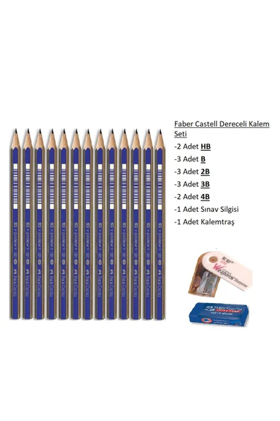 Faber Castell Resim Kalemi Faber Dereceli Kalem Seti Karakalem Seti 4b 3b 2b B Hb 13'lü Set ürün görseli 1