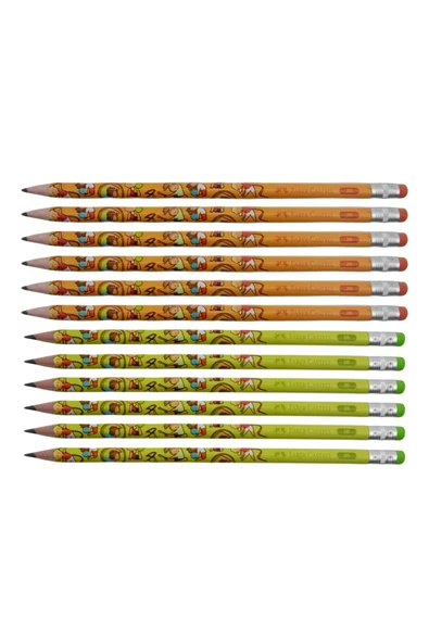 Faber Castell 2b Jimnastik Silgili Kurşun Kalem 12 Li - ( Yeşil-turuncu) ürün görseli 1