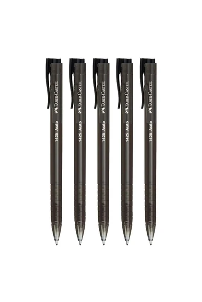 Faber Castell 1425 Auto Basmalı Tükenmez Kalem Siyah - 5 Adet ürün görseli 1