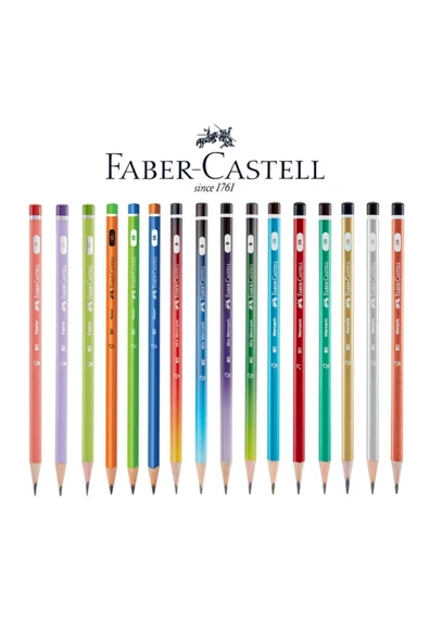 Faber Castell Mercanlı Karışık Üçgen Kurşun Kalem 12 Adet Set ürün görseli 1