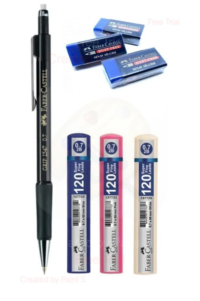 Faber Castell L 1347 Versatil Kalem 0.7 Siyah + 120'li 0.7 Uç 3 Adet + 3 Adet Sınav Silgisi Dust-free Mavi ürün görseli 1