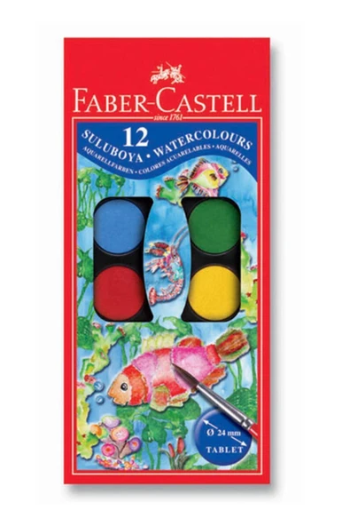 Faber Castell Yeni Başlayanlar Ve Çocuklar Için 12'li Sulu Boya 12 Renk Li Suluboya Küçük Boy ürün görseli 1
