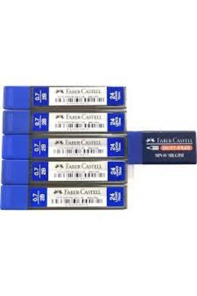 Faber Castell 5 Adet 0.7 Kalem Ucu ve 1 Adet Sınav Silgisi ürün görseli 1