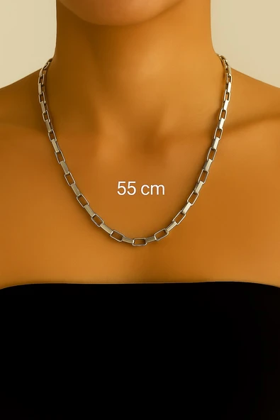 Gümüş Renk Cubixs Küp Model Zincir Unisex Çelik Kolye - 3343 ürün görseli 1