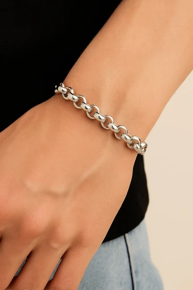 Gümüş Renk Doc  Zincir Unisex Çelik Bileklik - 3347 ürün görseli 1