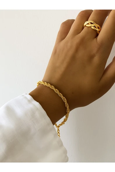 Altın Renk Burgu Unisex Çelik Bileklik - 3354 ürün görseli 1