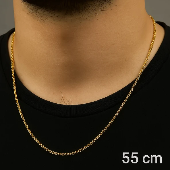 Altın Renk ince doc Unisex Çelik Kolye - 3364 ürün görseli 1
