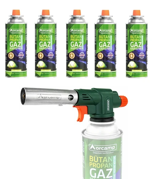 Orcamp Profesyonel Pürmüz Başlık + 5 Adet 227 Gram Gaz Kartuş Seti ürün görseli 1