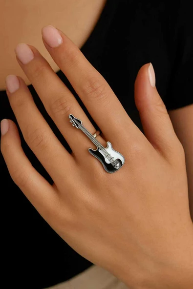Gitar Figürlü Ayarlanabilir Yüzük – Müzik Temalı Unisex Metal Yüzük | Müzisyen Aksesuarı ürün görseli 1