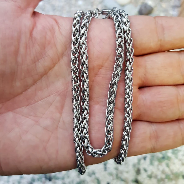 Gümüş Renk Chavin Angelus Lufigo Unisex Erkek Çelik Zincir Kolye 55 Cm Çelik Kolye  - 2673 ürün görseli 1