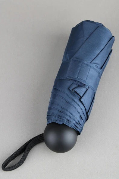 Lacivert Mini Kapsül Şemsiye | Rüzgar Korumalı 8 Fiber Telli, Fermuarlı Çantalı Kompakt Model ürün görseli 1