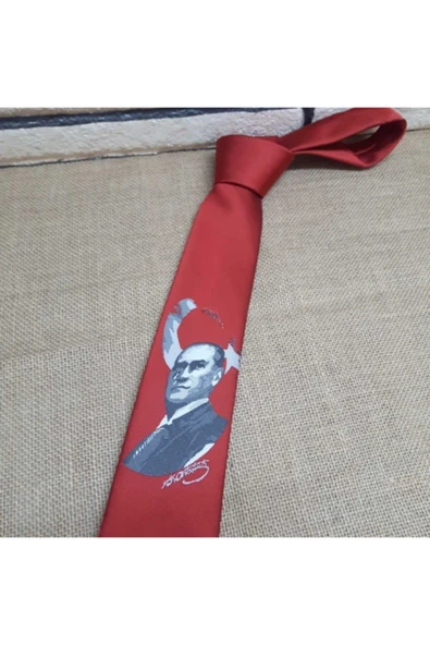 Kırmızı Atatürk Kravat Resmi ürün görseli 1