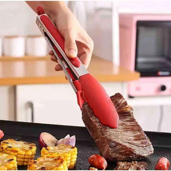 Barbekü Maşası Silikon 25 Cm Kırmızı (BMK-25) ürün görseli 1