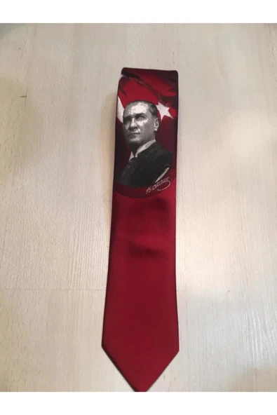 Kırmızı Atatürk Kravat Resmi - Resim 2