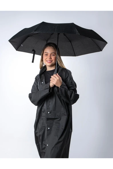Siyah Süper Mini Unisex Şemsiye | Katlanabilir, Hafif ve Suya Dayanıklı Kompakt Model ürün görseli 1