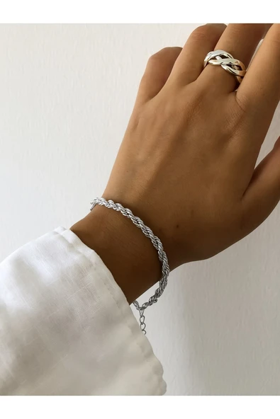 Gümüş Renk Burgu Unisex Çelik Bileklik - 3355 ürün görseli 1