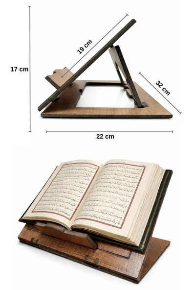 Masaüstü Ahşap Rahle Katlanabilir Rahle Tabletlik Masa Üstü Rahle Kitap Okuma Standı Ahşap Sayfa Tutucu Aparatlı ürün görseli 1