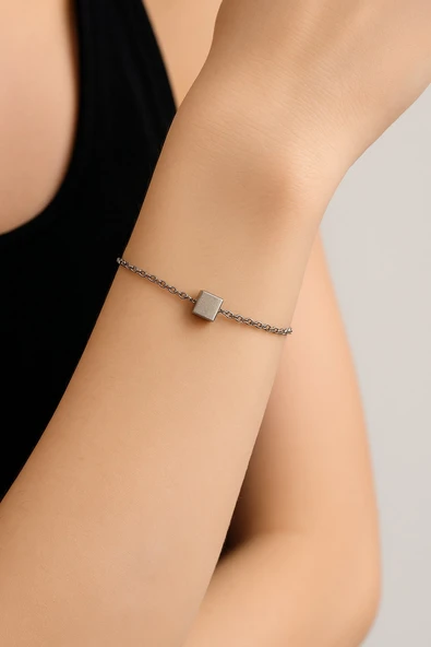Gümüş Renk Sf Küp Zincir Unisex Çelik Bileklik - 3384 ürün görseli 1