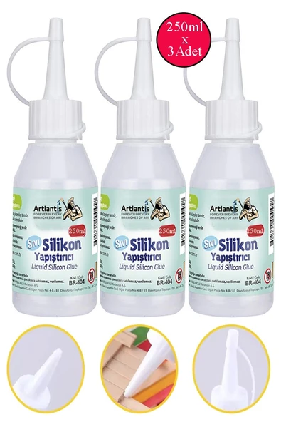 Sıvı Silikon Yapıştırıcı 250 ml 3 Adet Brons Silikon Yapıştırıcı Sıvı 250 gr Plastik Cam Mermer Kağıt Karton Tahta Köpük ürün görseli 1