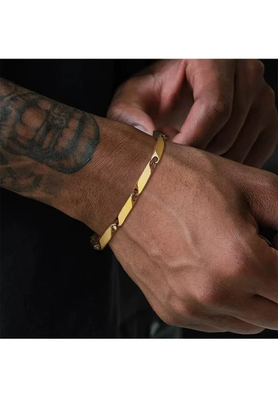 Altın Renk Melon Çelik Hip Hop Kaya Kavun Tohum Unisex Elmas Bambu Zincir Çelik Bileklik - 3305 ürün görseli 1